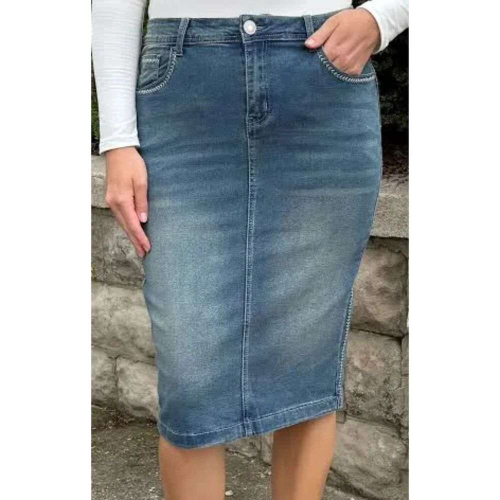 Be-girl Classic Denim Midi Skirt. Size XL. - Picture 7 of 7